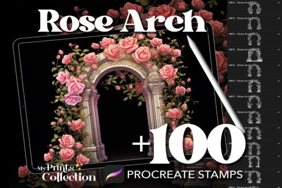 100 Procreate Arch Rose Stamps