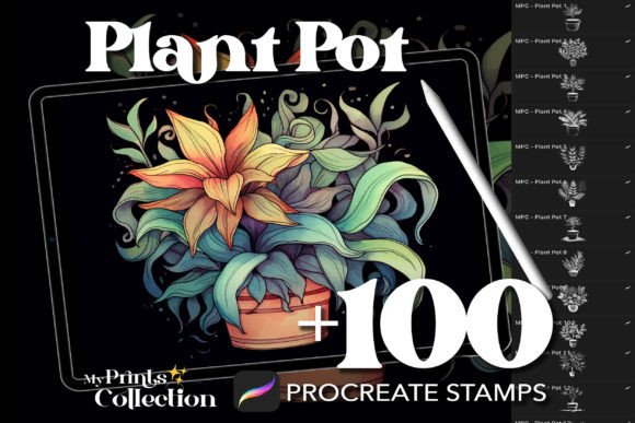 100 Procreate Plant Pot Stamps: Bring Nature to Your Digital Creations