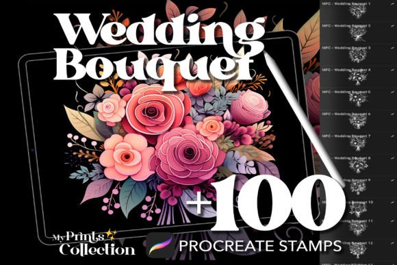 100 Procreate Wedding Bouquet Stamps