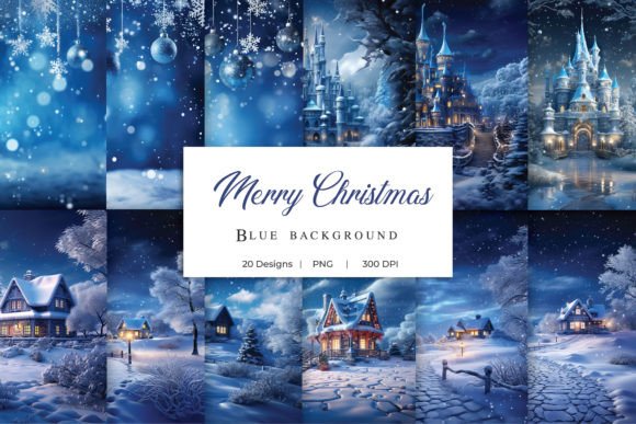 Blue Christmas Backgrounds-Digital Paper: A Creative Essential for Your Projects