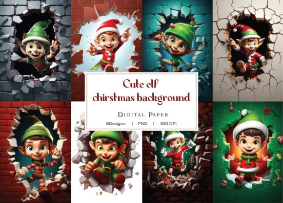 Cute Elf Christmas Background