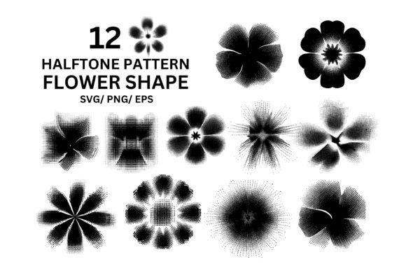 Halftone Flower Delight Digital Pattern