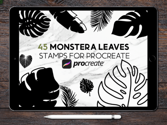 Monstera Leaf Procreate Stamp Brush Set