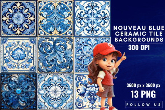 Nouveau Blue Ceramic Tiles Background