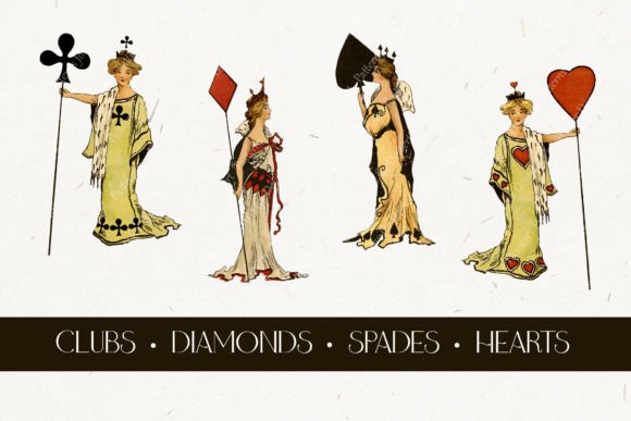 Vintage Card Suits Clip Art