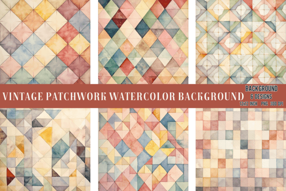 Vintage Patchwork Watercolor Background