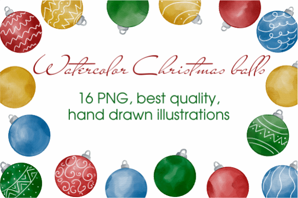 Watercolor Christmas Balls Design Resources