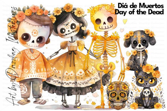 Watercolor Diá De Muertos Halloween: A Vibrant Celebration in Art
