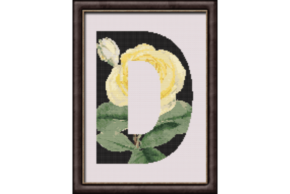 Yellow Rose on Black D Monogram Cross Stitch Pattern: A Detailed Guide