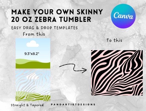 Zebra 20oz Skinny Tumbler Canva Frame